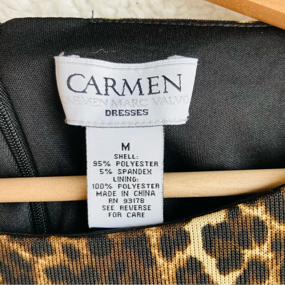 Carmen Marc Valvo leopard print long sleeve jersey knit bodycon midi dress, Sz M - Picture 9 of 16